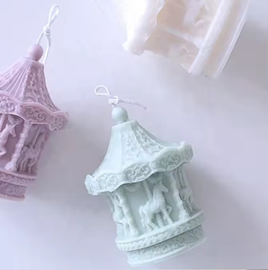 Vela Aromática de Cera de Soja Hecha a Mano con Forma de Carrusel en Colores Macarrón, Material de Cera de Abeja para Decoración del Hogar, para Navidad y Acción de Gracias - Product Image 6