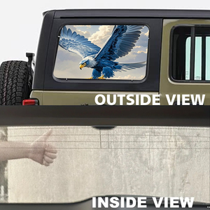 Autocollant pour vitre arrière de voiture Flying Blue Eagle One Way Vision, autocollant translucide perforé pour vitre de SUV, 2 pièces - Product Image 2