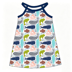 Custom Milk Silk <b>Girls</b> Halter Sleeveless <b>Dress</b> / Cartoon Print Kids A Line Summer <b>Dress</b> OEM ODM Children Clothing Factory - Product Image 1
