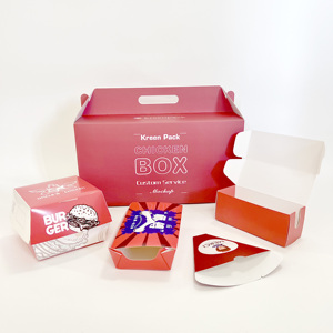 Contenedor de comida rápida de papel con logotipo impreso personalizado, embalaje coreano, <span class=keywords><strong>pollo</strong></span> fritado, con mango, venta al por mayor - Product Image 6