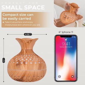 Portable 7 Color LED Night Light USB Plastic Wood Grain Ultrasonic <b>Mist</b> <b>Humidifier</b> 300ml Capacity for Home Household & Hotel Use - Product Image 3