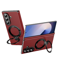 Casing HP Kulit Pelindung Engsel Lensa dengan Kickstand dan Pengisian Daya Nirkabel Magnetik untuk Samsung Z Fold 8 Ultra 7 6 5 4 3 (Barang Baru)