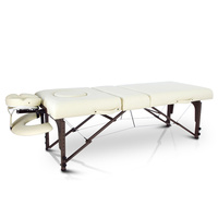 Table de massage portable pliable à 3 sections avec pieds en bois pour salon de beauté et extension de cils