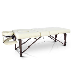 Tempat tidur Spa lipat portabel 3 bagian, Meja pijat dengan kaki kayu ekstensi bulu mata untuk Salon kecantikan - Product Image 4