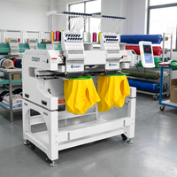 Máquina de bordar digital de dos cabezales de fábrica china, computarizada, de 9, 12, 15 agujas, para bordar gorras y camisetas, a la venta