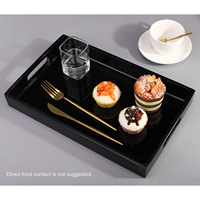 Conception de poignée personnalisée plateau de service décor de chambre commode parfum bijoux nourriture fourre-tout stockage de table noir vanité plateau plateau en résine