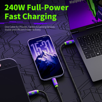 Cable USB C a C de 240W de Alta Resistencia, Transferencia de Datos de Alta Velocidad de 480Mbps, Cable de Carga Rápida para Teléfonos, Laptops y Dispositivos de Juego