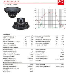 600W RMS 12 inch Neodymium Loa nhiệm vụ nặng nề giấy nón loa siêu trầm 4 inch cuộn dây bằng giọng nói CCAW midbass loa có thể thêm logo 12100-034 - Product Image 5