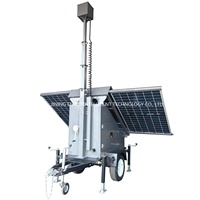 Trailer Keamanan Tenaga Surya Mobile dengan Tiang 6m dan Pemantauan Jarak Jauh 24/7, Panel Surya 3*400W, Penyimpanan Cloud/NVR