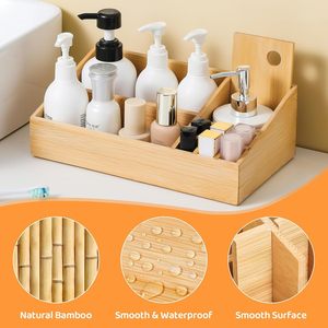 Bamboo Cosmetic Storage Box 6-10L Eco-Friendly Desktop Organizer Makeup Holder - Product Image 1