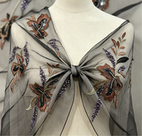Tissu en maille brodé à la main 3D de haute qualité, orné de perles, de paillettes et de fleurs colorées, idéal pour les mariages et les fêtes - Vente chaude