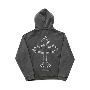 Sweats à capuche de luxe pour hommes en gros, effet délavé à l'acide, <span class=keywords><strong>420</strong></span> g/m², effet délavé à la pierre, effet vieilli - Product Image 2
