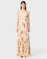 Robe longue sexy à bretelles spaghetti, imprimée, avec patchwork de dentelle et découpes, sans manches, dos nu, motif floral, coupe ajustée pour femme, idéale pour les fêtes et les vacances