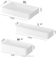 Lot de 5 organisateurs de tiroirs de bureau empilables en plastique plateaux multi-tailles bacs de rangement de vanité de maquillage diviseurs de tiroirs de bureau