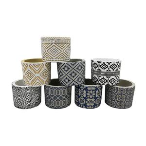 Offre Spéciale petit Pot de <span class=keywords><strong>fleur</strong></span> en béton à Base ronde jaune à Texture de treillis - Product Image 1