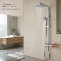 Ensemble de douche commercial direct usine, système de douche thermostatique carré complet en laiton avec robinet de douche pluie pour hôtel