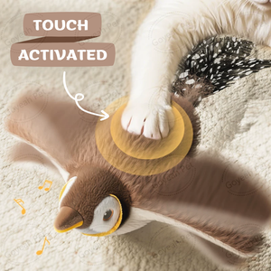 Yeni USB şarj edilebilir interaktif otomatik çırparak kanatları simüle cıvıl cıvıl kuş serçe Pet kovalamaca yavru kedi peluş oyuncak - Product Image 3