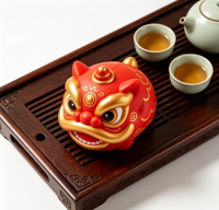 Balle anti-stress en mousse PU personnalisée avec logo, forme de lion porte-bonheur traditionnel, jouet sensoriel à presser pour soulager le stress