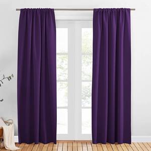 Cortinas opacas moradas de primera calidad con aislamiento térmico y reducción de ruido con parte superior de bolsillo de varilla para cortinas de oscurecimiento de habitación de dormitorio - Product Image 5
