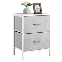 Commode à deux tiroirs, armoire à tiroirs, cadre en fer noir, armoire de rangement, armoire de chambre simple avec poignée de tiroir