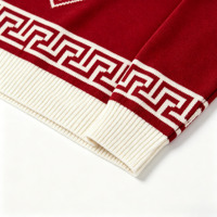 Pull en tricot jacquard surdimensionné de haute qualité, personnalisé, avec bordure géométrique en meander, pour la fraternité, à porter au quotidien
