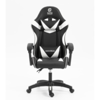 Chaise de jeu de course pivotante en cuir PU, appui-tête réglable, repose-pieds, dossier haut ergonomique, rotation à 360 degrés, lumières LED RGB