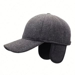 Nouvelle Arrivée Casquette de Baseball Hiver Chaude Anti-Froid pour Hommes Âgés, Style Décontracté Extérieur, Couleur Unie, avec Cache-Oreilles, Chapeau de Sport - Product Image 1