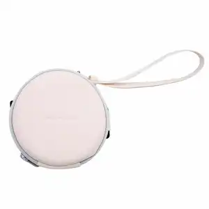 新款上市折叠眼镜圆盒PU皮革白色便携式拉链太阳镜储物眼镜盒