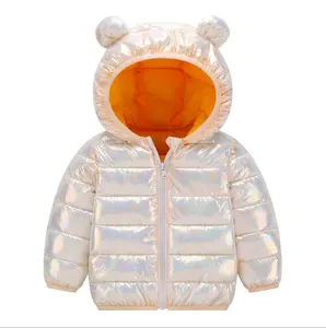 Baby Winter Fur Collar Hoodie Children's White Down Jacket Reflect Winter Padding Quilted Jacket Girls Polyester Jacket