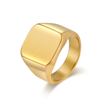 Bague en acier inoxydable plaqué or 18 carats pour homme, simple et élégante, noire, prix de gros