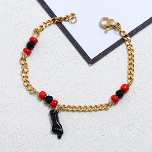 Pulsera de Aleación con Dije de Mano Azabache Chapada en Oro de 18K, Joyería de Buena Suerte para Niños - Product Image 3