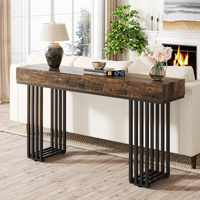Table console en bois brun rétro au design antique moderne, style 2024, 140 cm, pour le salon