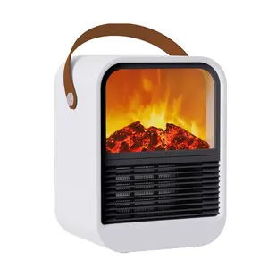 3D Simulated Flame Fire Electric Desktop Heater Fan PTC Ceramic Heating Warm Air Blower Home Office Bedroom Warmer Machine