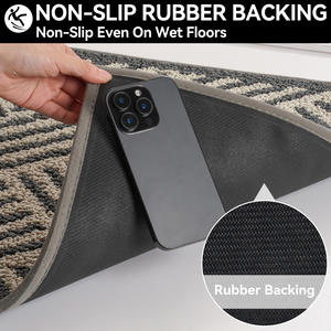 Tapete de Entrada Rectangular con Patrón Geométrico, Antideslizante, de Fibra de Poliéster, Fácil de Limpiar - Product Image 3