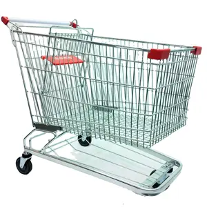 Germany Style Shopping Cart 240L PU <strong>Wheel</strong> Shopping <strong>Trolley</strong> <strong>Hand</strong> Push <strong>Trolley</strong> for Supermarket - Product Image 1