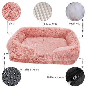 Removable Washable square Cat Kennel <b>Plush</b> <b>Dog</b> <b>Bed</b> Winter Pet Mat and Mattress - Product Image 2