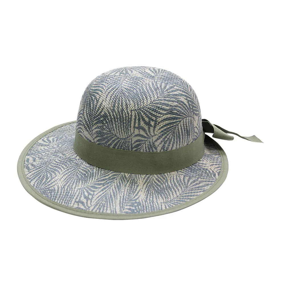 Groothandel Custom Design Dame Vizier Cap Modieuze Print Papier Strohoed Zomer Buitenhoed Voor Vrouwen