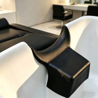 Fauteuil de lavage de luxe pour salon de coiffure, noir et or, avec repose-pieds