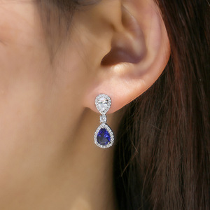 Orecchini da Sera Blu Reale a Goccia, Eleganti Gioielli Formali di Moda - Product Image 5