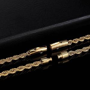 RQ الجملة 3 مللي متر 6 مللي متر 18K الذهب الأبيض مطلي حبل من الفولاذ المقاوم للصدأ سلسلة - Product Image 6