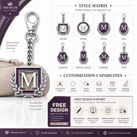 Chaîne de sac haut de gamme en cuir tressé bicolore argent et violet avec fermoir mousqueton et pendentif carré émaillé XT