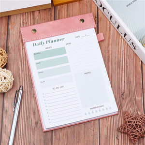 A5 tamaño 100gsm planificador diario desgarrable 100 hojas para hacer lista con tablero de cuero PU horario práctico Bloc de notas libro para oficina de trabajo - Product Image 3