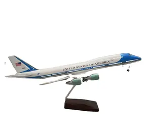 B747 cm Model pesawat terbang Resin, kontrol suara Led Air Force One 1:150 Model pesawat terbang kustom