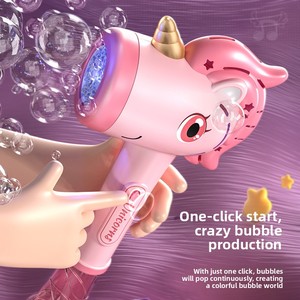 Nouveau pistolet à bulles licorne 2026, <span class=keywords><strong>baguette</strong></span> à bulles électrique automatique lumineuse, anti-fuite, jouet portable pour garçons et filles - Product Image 2