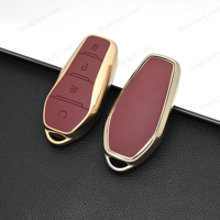 DM souple TPU + cuir voiture clé housse coque Fob pour BYD Song PRO Han EV Max Tang DM 2018 Qin PLUS protecteur