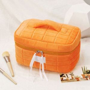 Top Quality Travel Solid Color Custom Recycled Plaid Polyester Cotton Pouch <b>Makeup</b> Cosmetic <b>Case</b> Bag With Zipper - Product Image 6