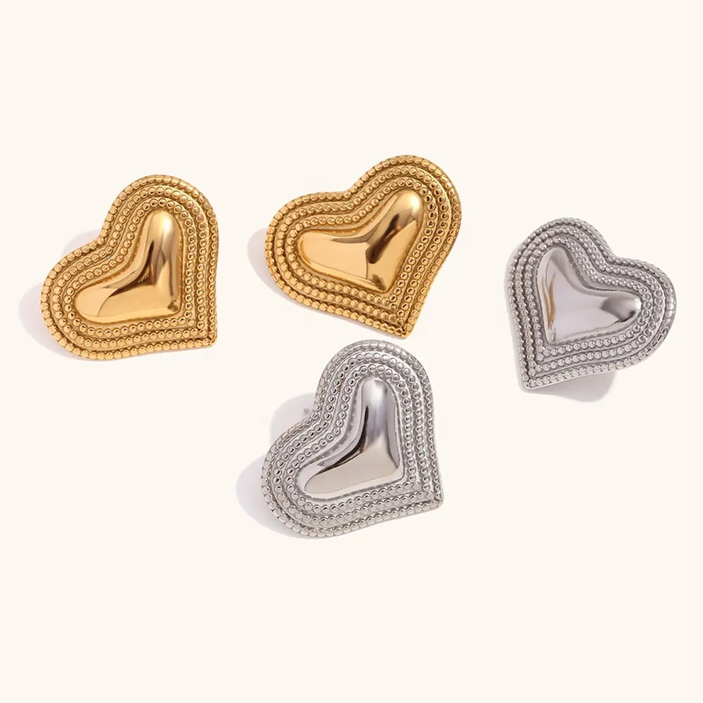 Dingran regalo per la festa della mamma orecchini a cuore placcati in oro 18k moda da donna gioielli in acciaio inossidabile