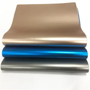 Matte Plain Pu Holographic Metallic Leather Fabric For Making Shoes And Bags Luxury Synthetic Leather