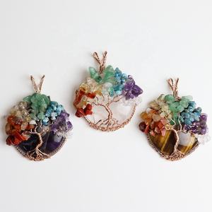 Venta al por mayor: 7 colgantes de aventurina verde, ojo de tigre, cristal de roca, piedras preciosas naturales, árbol de la vida, amatista, ópalo, diamante y perla. - Product Image 3