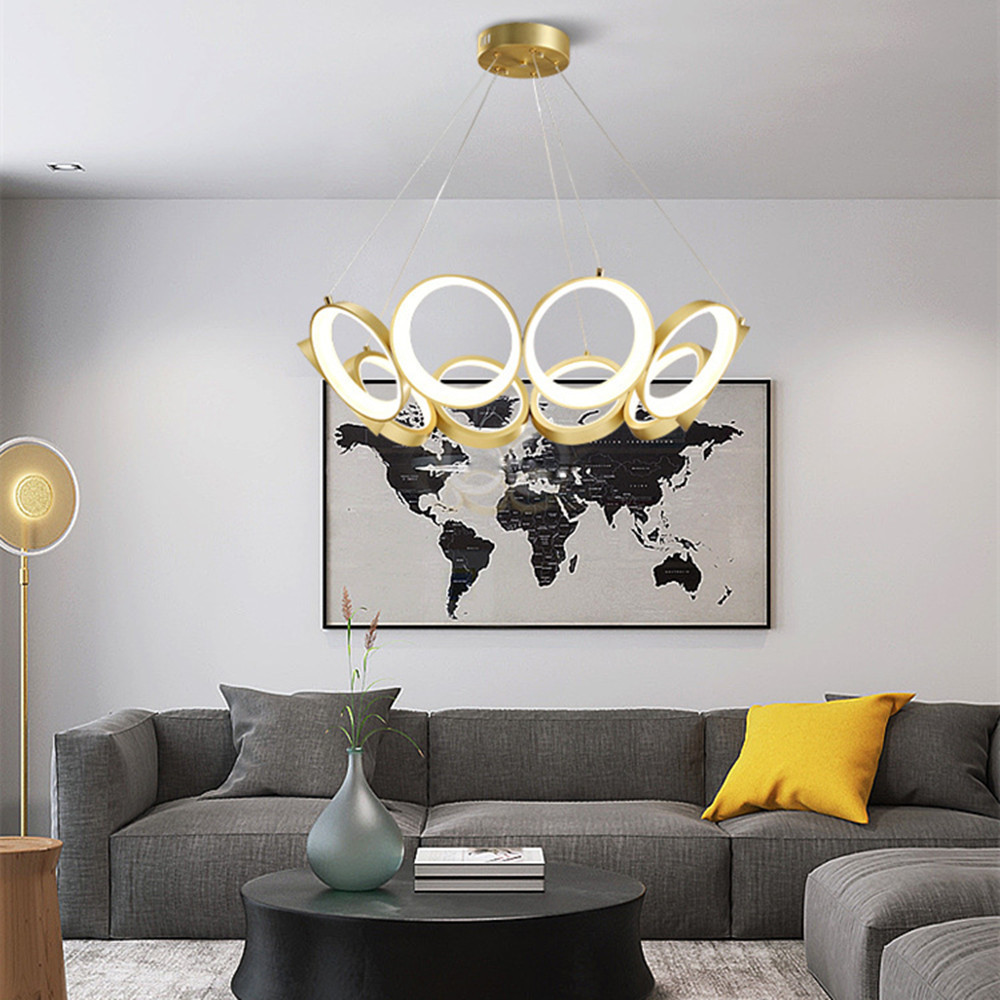 Modern Luxury Pendant Light Gold Hanging Light Livingroom Originality Circle Led Ring Chandelier · image 1